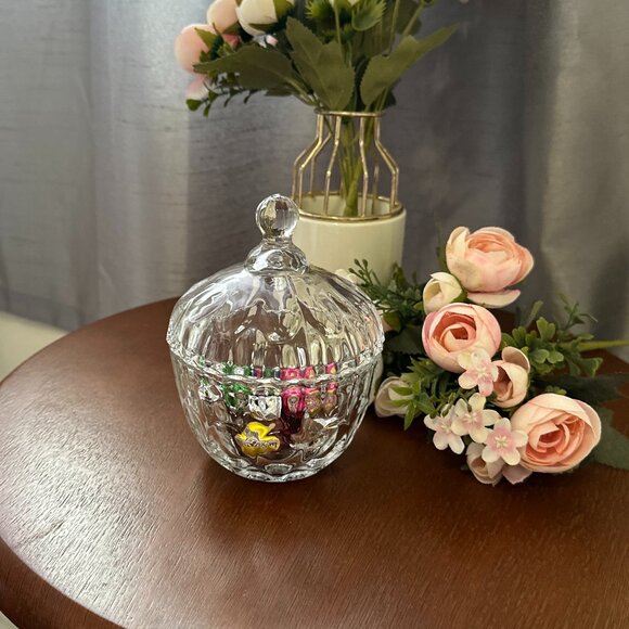 Glass Candy Dish with Cover Ideal Gift 5.5" tall - Picture 2 of 4